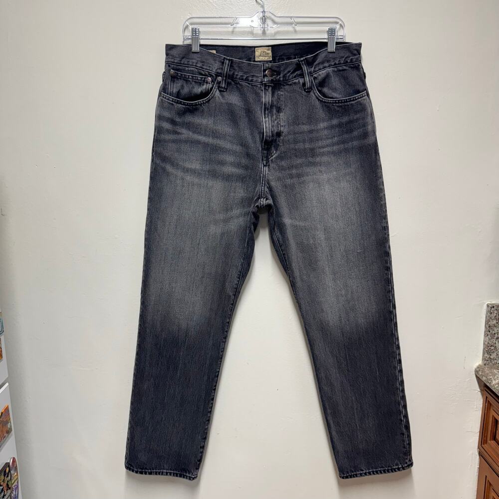 J.Crew Men’s Classic Straight Leg Jeans Gray Black Washed Denim W33 L30